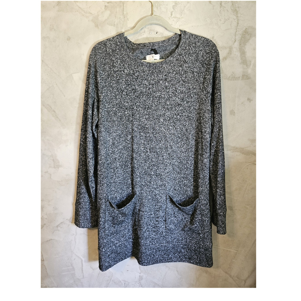 Lou & Grey Womens Heathered Knit Pullover Sweater Dress Gray Size L